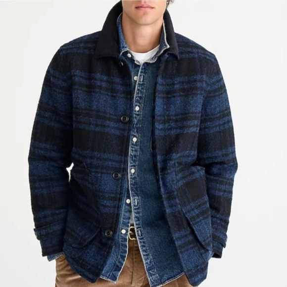 NWT J. Crew Men’s English Wool Plaid Barn Jacket Insulated Large - Picture 4 of 5